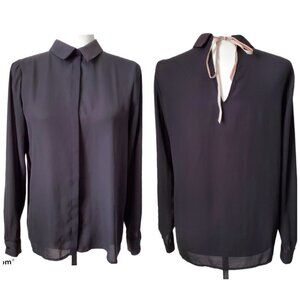 Zara Black Blouse and Velvet Tie in back